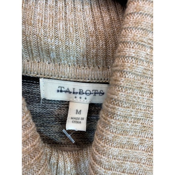 Chic Knit Elegance: Med. Tan Striped Women's Sweater - Cozy Comfort & Timeless - Picture 2 of 4